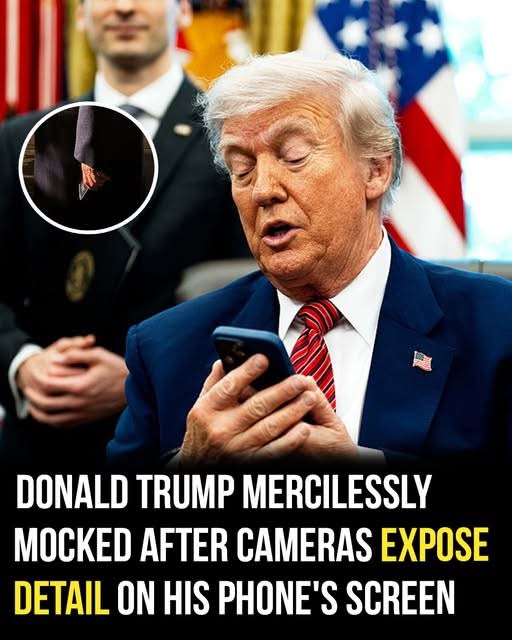 Donald Trump ridiculed after cameras catch a glimpse of his phone’s lock screen