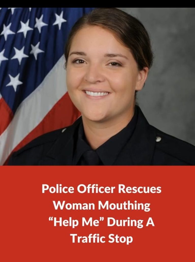During a traffic stop, a police officer rescues a woman