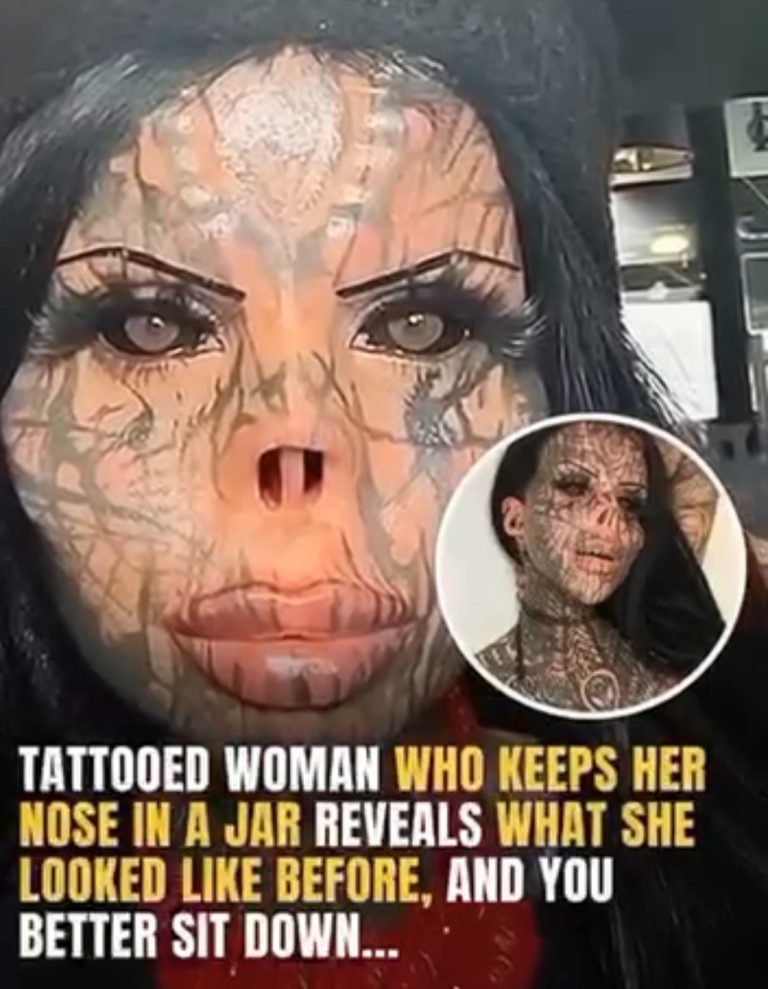 Tattooed Woman Who Keeps Her Nose in a Jar Shocks Followers with Before-and-After Photo