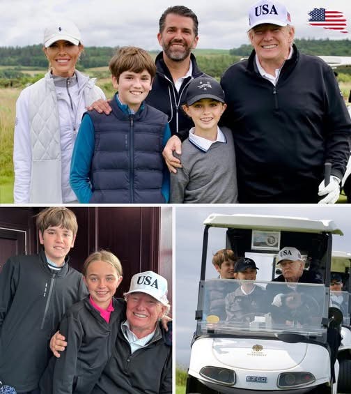 President Trump enjoys time with his grandkids while fans are buzzing about his look and spirit