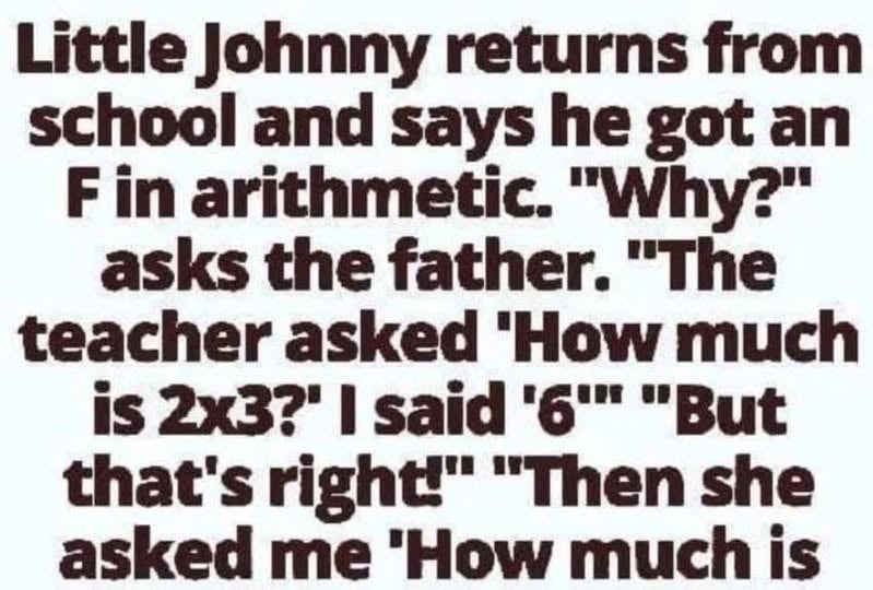 Little Johnny gets an F in math