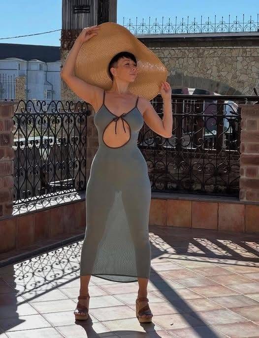 The separation between a womans legs