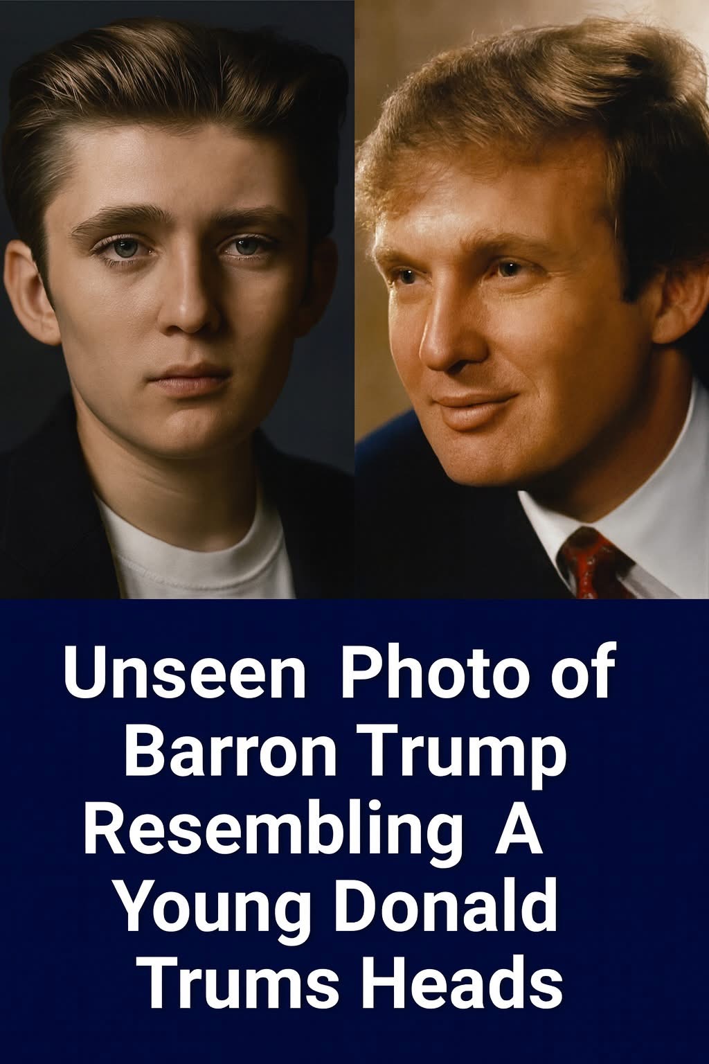 A viral image shows Barron Trump alongside a young Donald Trump.