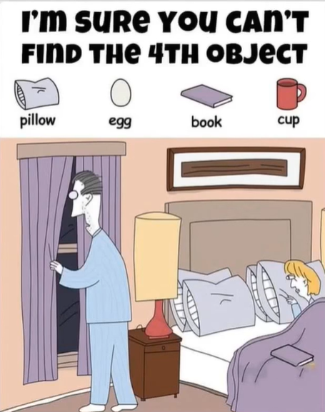 Hidden Objects Puzzle: Can You Find the Book, Egg, Cup, and Pillow?