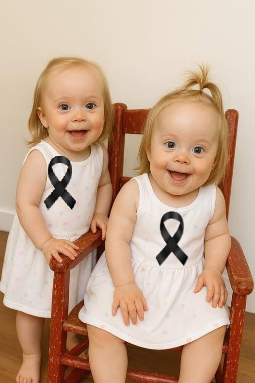 Young woman puts both babies inside of