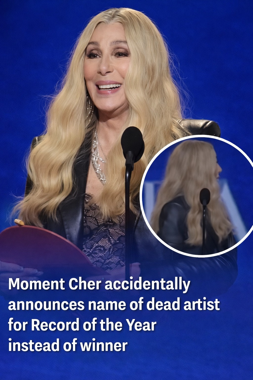 Cher Makes Onstage Slip While Announcing Record of the Year