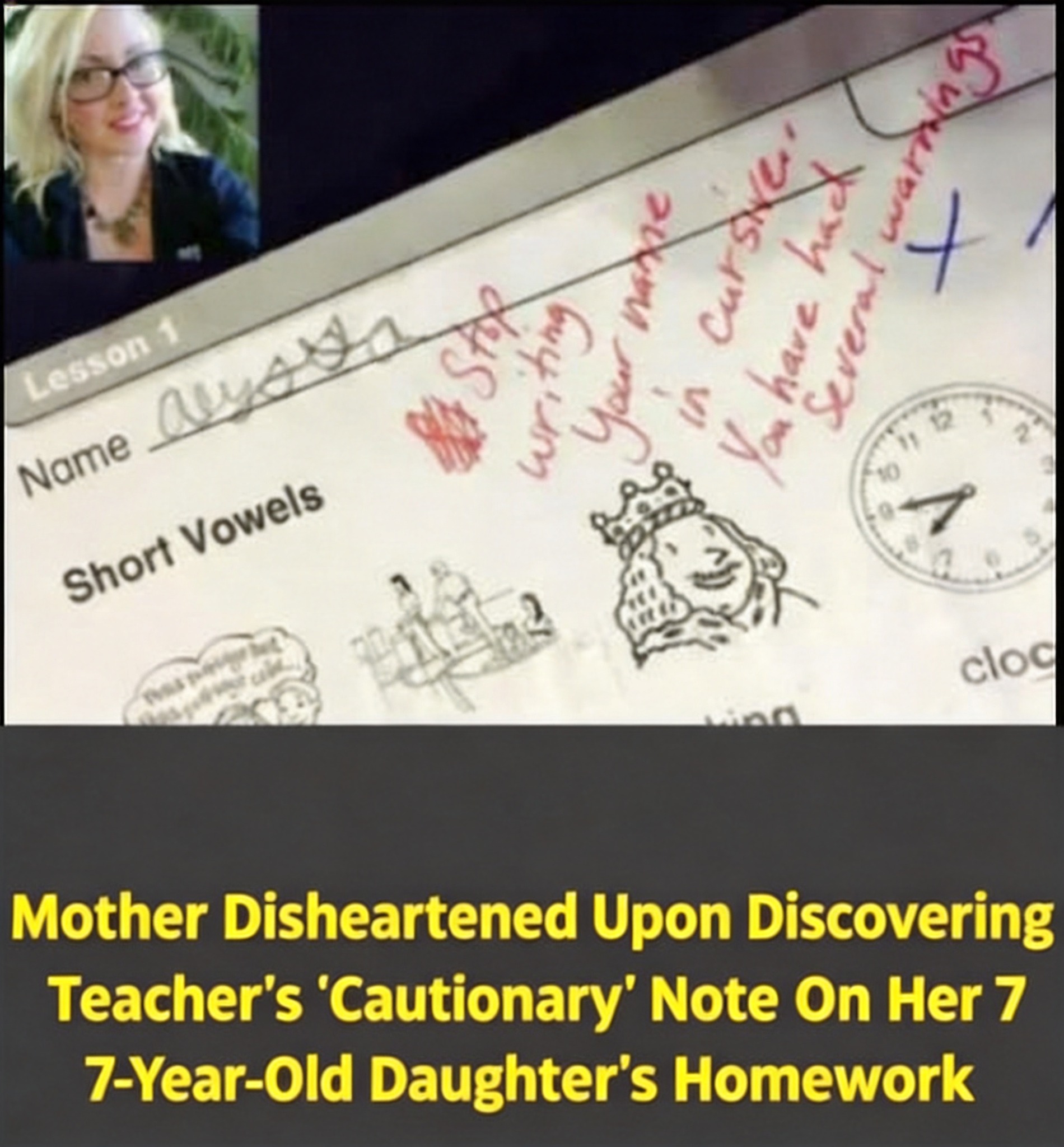 Mom Outraged After Child Criticized by Teacher for Writing in Cursive
