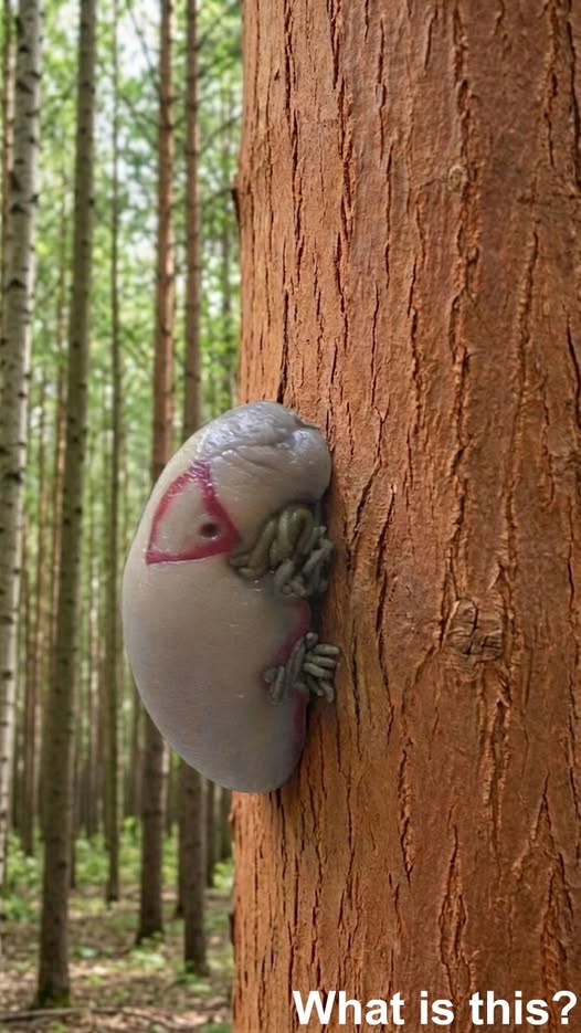 We went hiking with friends. Suddenly, we discovered this on a tree. We looked at it from different angles, but we still couldn’t figure out what it is. Does anyone know what it is?