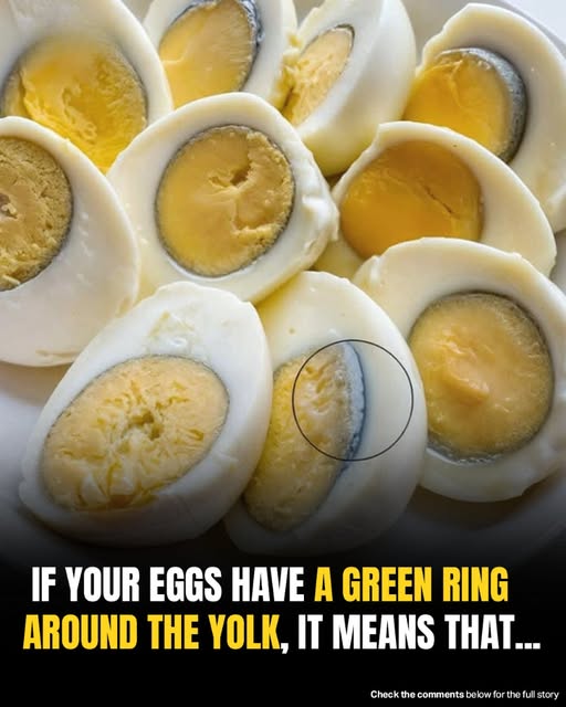 Why does a green ring appear around hard-boiled eggs?