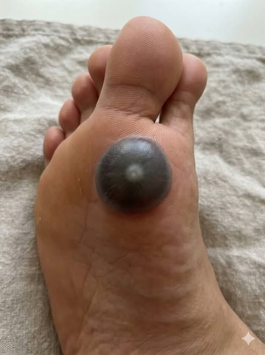 My daughter woke up with this huge spot on her foot I don’t know what it could be. She’s been in pain and can’t move her foot what is this..