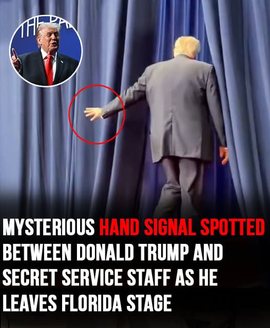 Mysterious hand signal spotted between Donald Trump and Secret Service staff as he leaves Florida stage