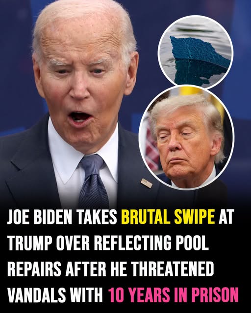 Joe Biden takes brutal swipe at Trump over Reflecting Pool repairs after he threatened vandals with 10 years in prison